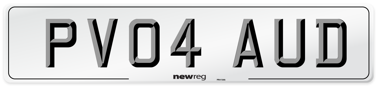 PV04 AUD Number Plate from New Reg